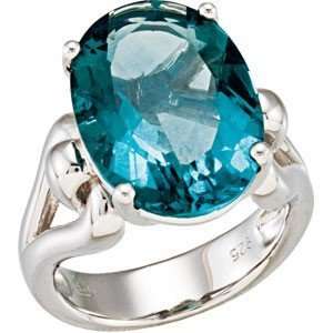 Amazing Genuine Blue Oval Cut Flourite Ring set in Sterling Silver for 