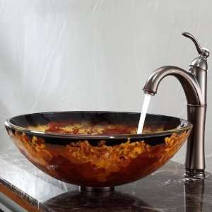    1005ORB Onyx Glass Vessel Sink and Riviera Faucet