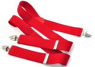 Top 2012 Clip on Braces Mens Adjustable Elastic Y back Suspenders red 