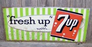 CLASSIC OLD 7 UP TIN SIGN fresh up with 7up EMBOSSED TIN DOOR SIGN 
