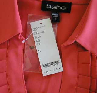 80 BEBE StretchSILK FittedGrommet TOP BLOUSE * S NWT  
