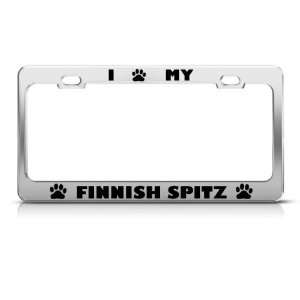 Finnish Spitz Dog Dogs Chrome license plate frame Stainless Metal Tag 