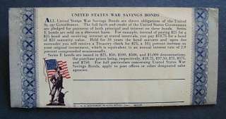 WW2 US WAR SAVINGS BONDS BOOKLET W/STAMPS SC.#WS7(WAR SAVINGS)  