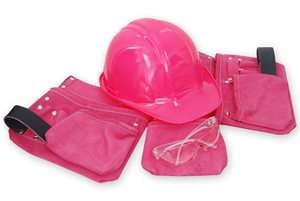 Pink Tool Belt Kit with Pyramex Hard Hat safety glasses professional 