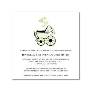   Shower Invitations   Lovely Carriage Green Tea By Louella Press Baby