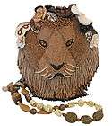 MARY FRANCES Hear me Roar Brown Lion Evening Bag Beaded NEW Purse Bead