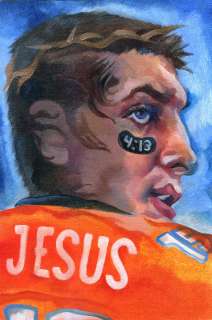 Tim Tebow Denver Broncos Jesus Jersey Christian Sports Art Painting 