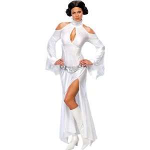 Princess Leia White Dress Adult Costume and Wig Size Small