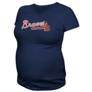 Atlanta Braves Ladies Navy Blue Moms Maternity T shirt  