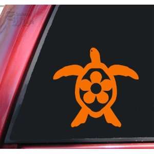  Flower Honu Hawaiian Sea Turtle Orange Vinyl Decal Sticker 