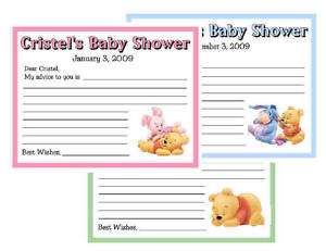 20 BABY POOH BABY SHOWER FAVORS ADVICE CARDS  