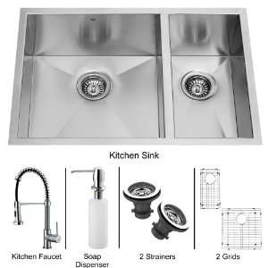 Vigo VG15052 Stainless Steel Kitchen Sink and Faucet Combos Double 
