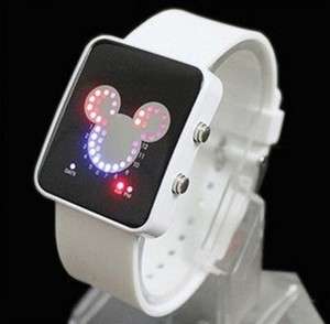 Fashion Binary 29 LED Light Red Blue Unisex Watch Mickey Mouse style 