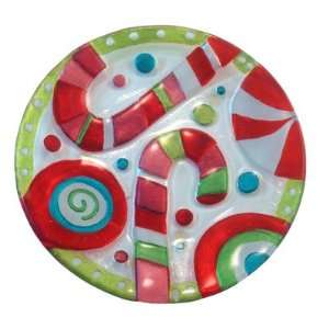  Candy Cane Glass Fusion Snack Plate by Lori Siebert 