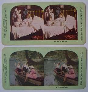 17 Vintage COLOR LITHOGRAPH STEREOVIEWS The Atlas View Co. Animals 