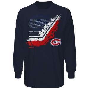 Reebok Montreal Canadiens In Stick Tive Long Sleeve T Shirt   Navy 