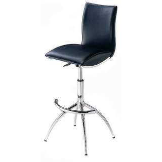 CONTEMPORARY SWIVEL BAR STOOL WITH A CONTOURED BACK AND CUSHIONED SEAT 