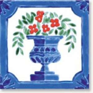    Napoli Blue Flower Handpainted Ceramic Tile