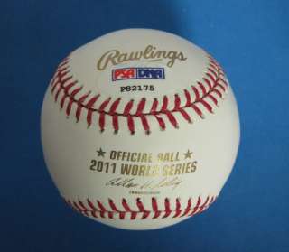 JON JAY Inscr 2011 Signed/Autographed 2011 World Series Baseball PSA 