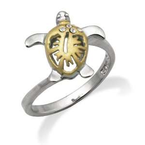   Ring with CZs and Yellow Gold Finish Honolulu Jewelry Company