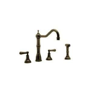 Rohl U.4776L EB 2 4 Hole Kitchen Faucet W/ Sidespray & Metal Lever 