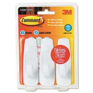 Scotch Command Adhesive Hook Value Pack   Large, Holds 5 lb, White, 3 