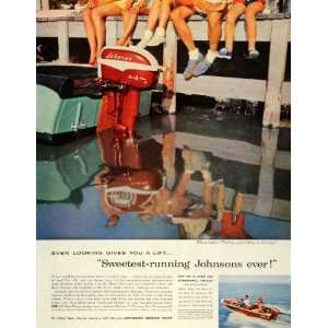  1957 Ad Sweetest Running Johnson Motor Boat Javelin Sea 