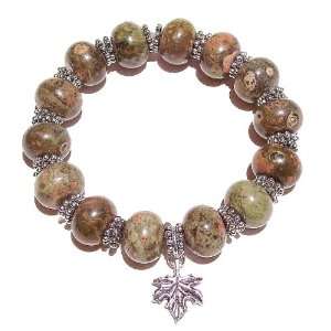  Rhyolite & Tibetan Silver Stretch Bracelet Jewelry