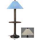 Patio Living Floor Lamp W/ Attached Tray Table & Beige Linen Shade 