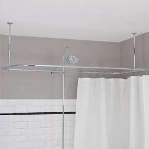  Sidemount Three Piece Shower Curtain Rod with Supports 