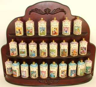 Lenox Walt Disney Spice Jar Collection 24 PC Set +Rack  