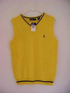 NWT Polo RALPH LAUREN Sweater Vest Yellow Boys size LARGE  
