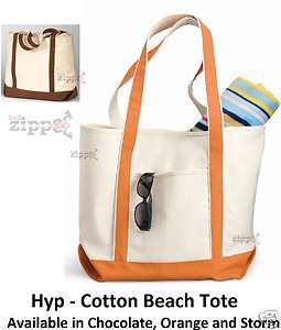 HYP   Cotton Canvas Beach Tote Bag   HY801 21 x 15.5 x 6.25 NEW 