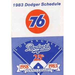 1983 Los Angeles Dodgers Pocket Schedule Union Oil Sports 