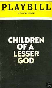 CHILDREN OF LESSER GOD theater playbill 1980 Frelich  