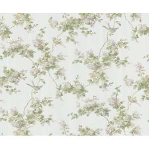    48384 Large Hydrangea Trail Wallpaper, White/Green