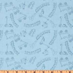  44 Wide Riley Blake Scoot Tiny Toys Tonal Blue Fabric By 