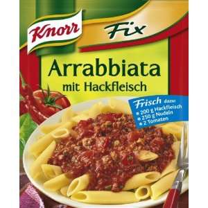 Knorr Fix arrabbiata with ground beef (Arrabbiata mit Hackfleisch 
