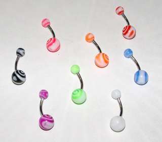 Belly Button Navel Ring Curly Q 14G Various Colors  