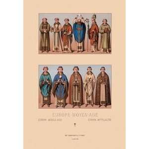  Medieval Clergymen #1   12x18 Framed Print in Black Frame 