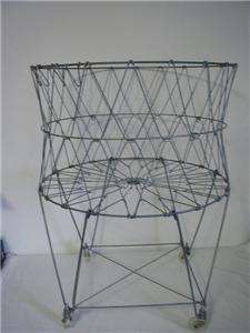 Vintage Wire Laundry Basket Folding Utility Bin in Original Box  