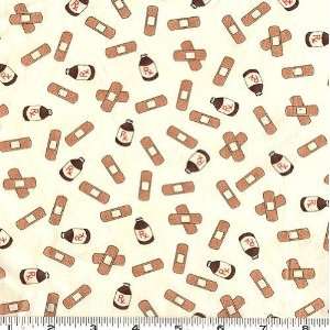   Funky Monkeys Band aid Cream Fabric By The Yard Arts, Crafts & Sewing
