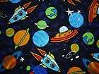FQ SPACE PLANETS SOLAR SYSTEM STARS ROCKETS SPACESHIPS FABRIC