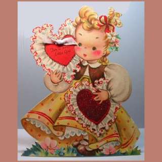 LARGE Vintage Valentine Card HALLMARK Doodles GLITTER  
