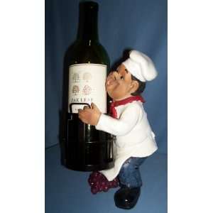 Fat French Italian Bistro Chef With Metal Basket Wine 