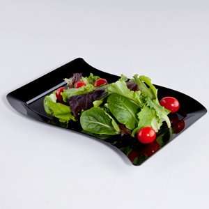  Wavetrends Black Plastic Salad Plate 6 1/2 x 10   120/CS 