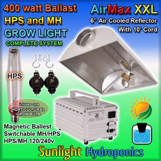   HPS MH SWITCHABLE GROW LIGHT SYSTEM 400W 6 REFLECTOR HOOD SUN W BULB