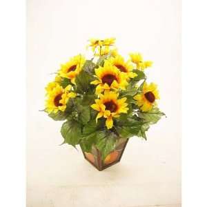  Sunflower in square wood container