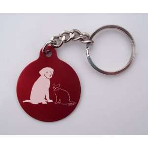  Laser Etched Dog & Cat Friends Key Chain