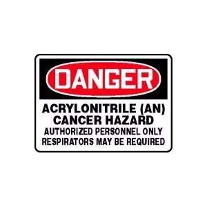 DANGER ACRYLONITRILE (AN) CANCER HAZARD AUTHORIZED PERSONNEL ONLY 